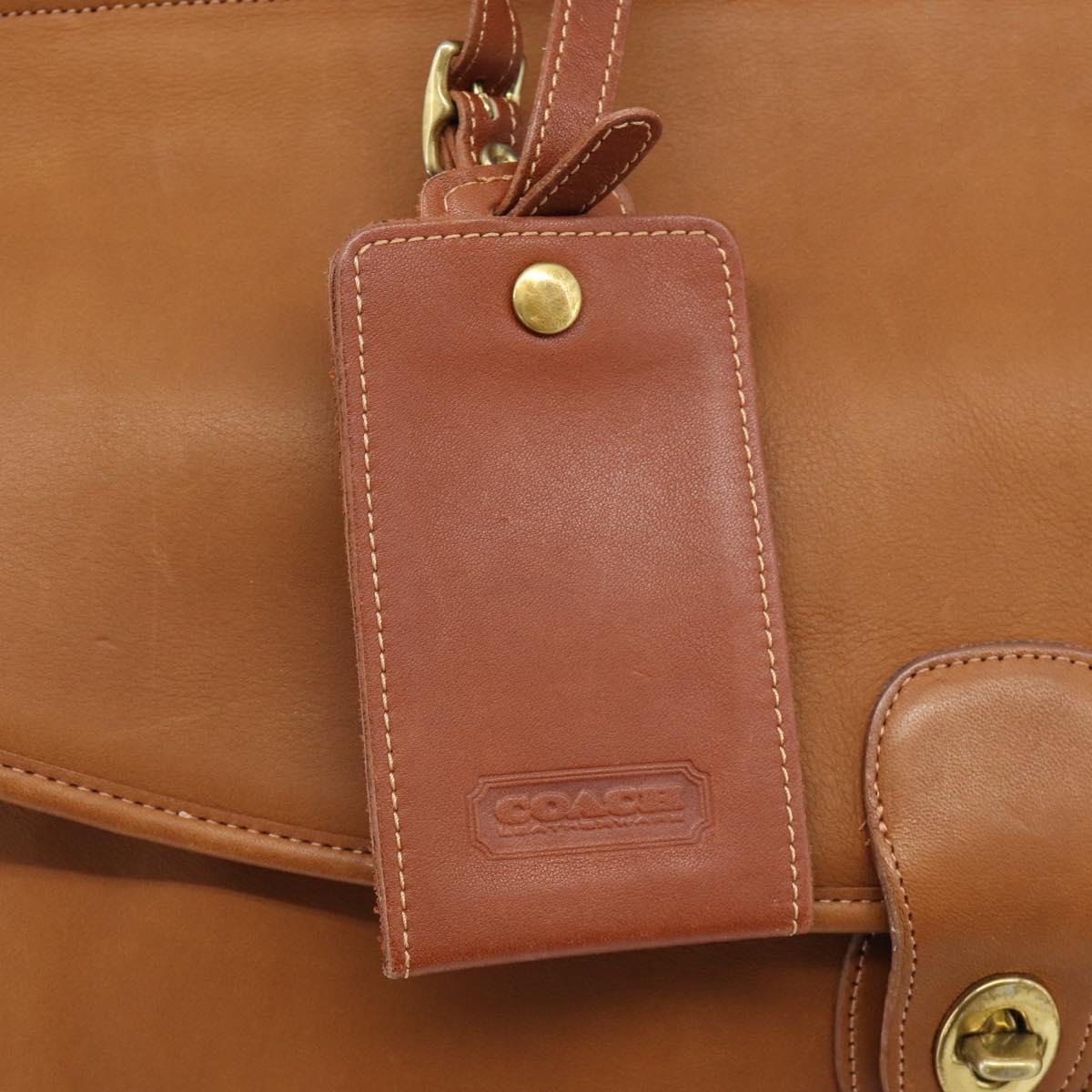 Coach Business Bag Leather 2way Brown Gold Auth ar14377