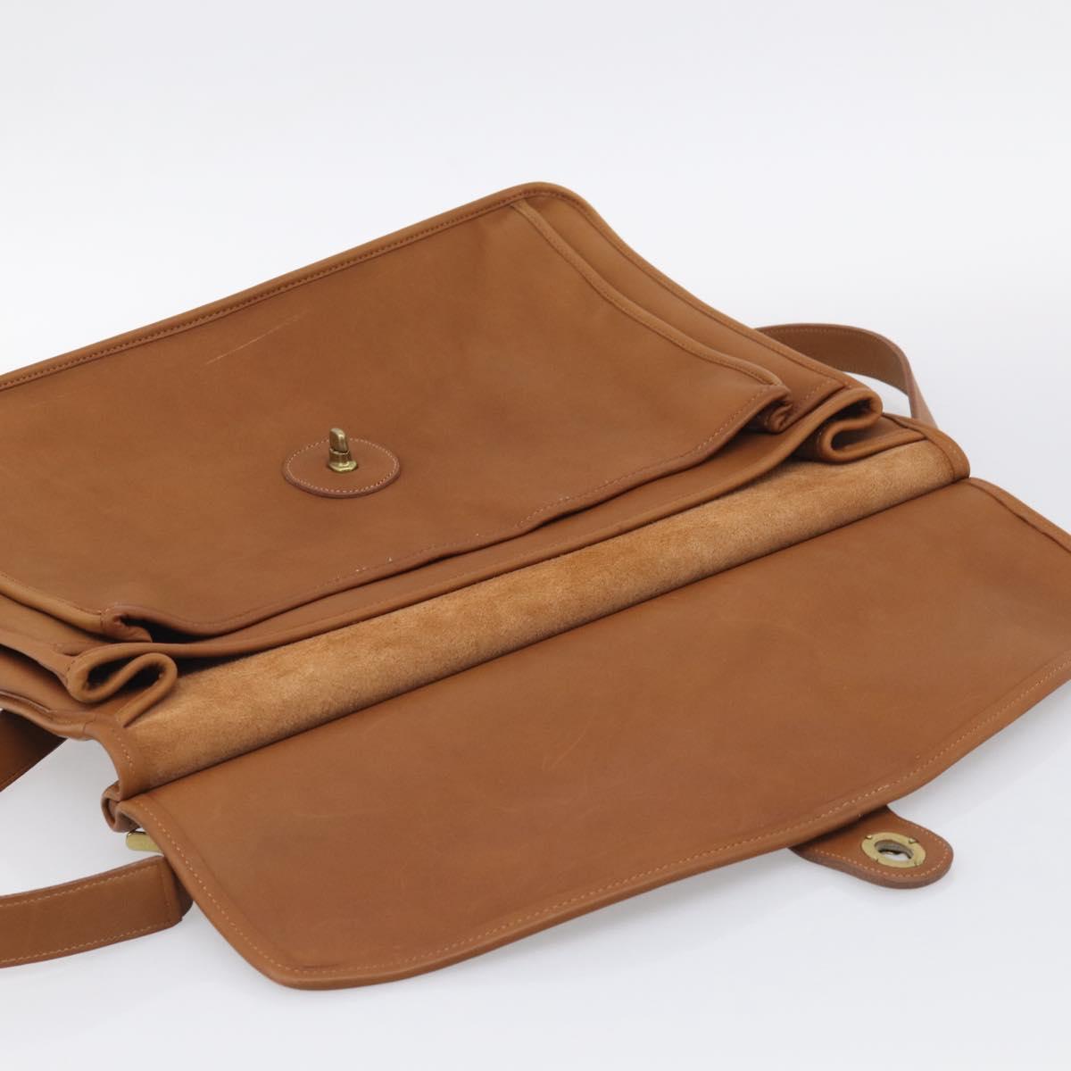Coach Business Bag Leather 2way Brown Gold Auth ar14377