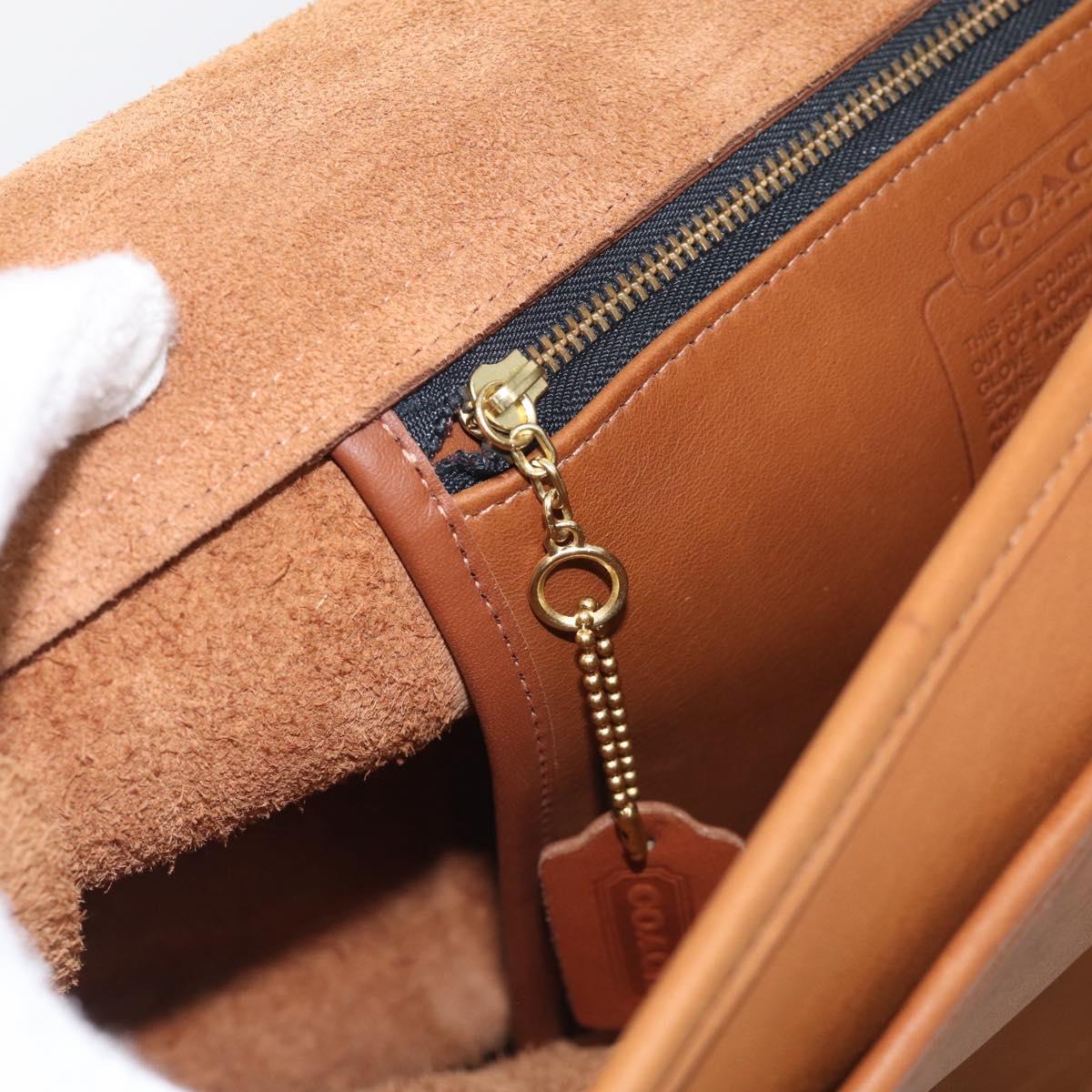 Coach Business Bag Leather 2way Brown Gold Auth ar14377