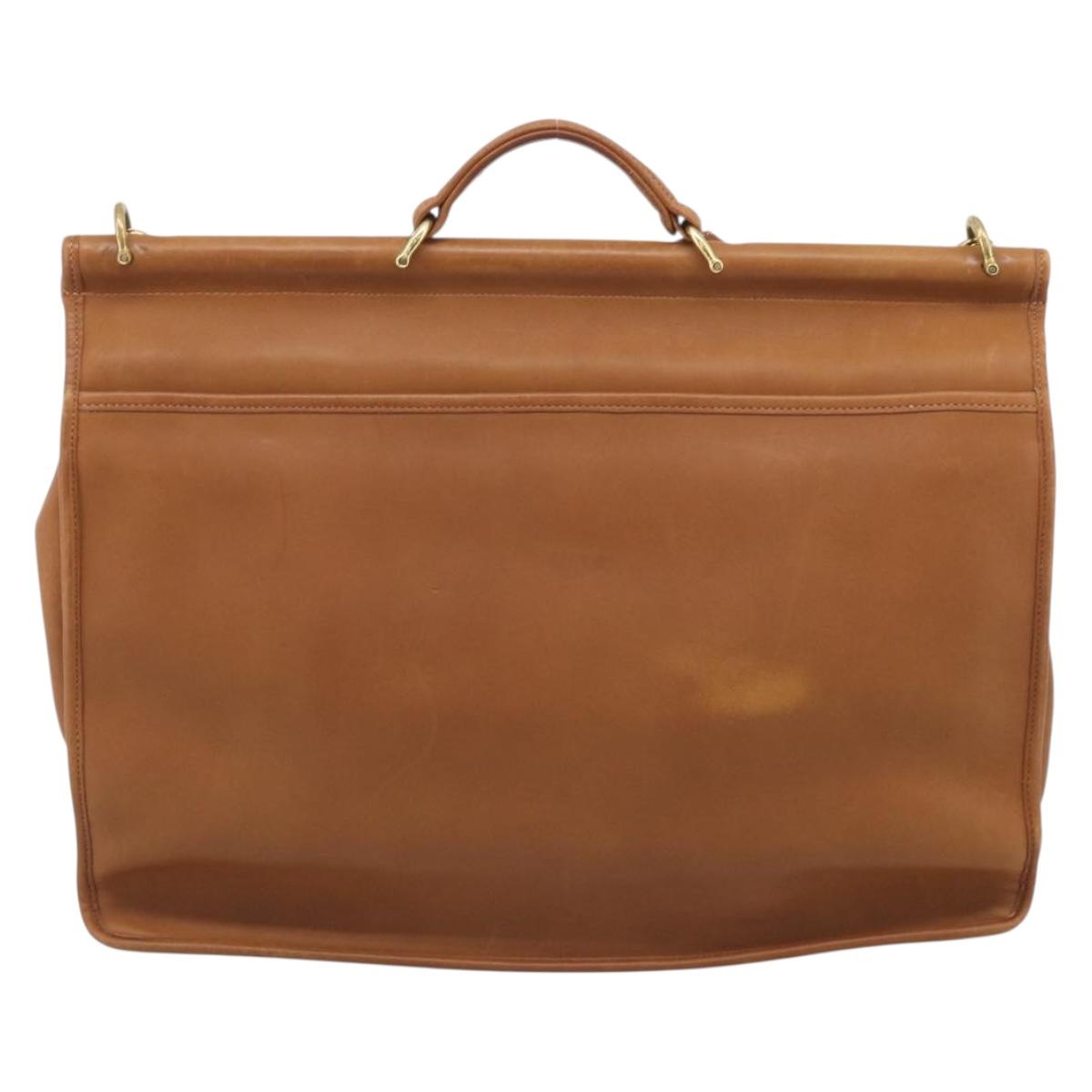 Coach Business Bag Leather 2way Brown Gold Auth ar14377