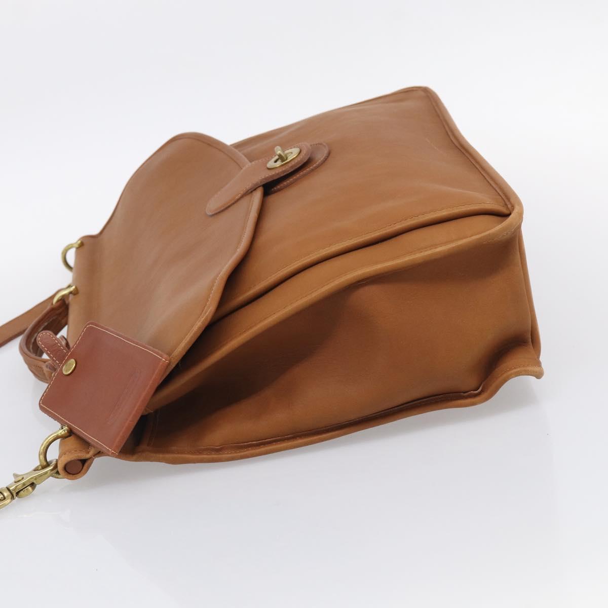 Coach Business Bag Leather 2way Brown Gold Auth ar14377