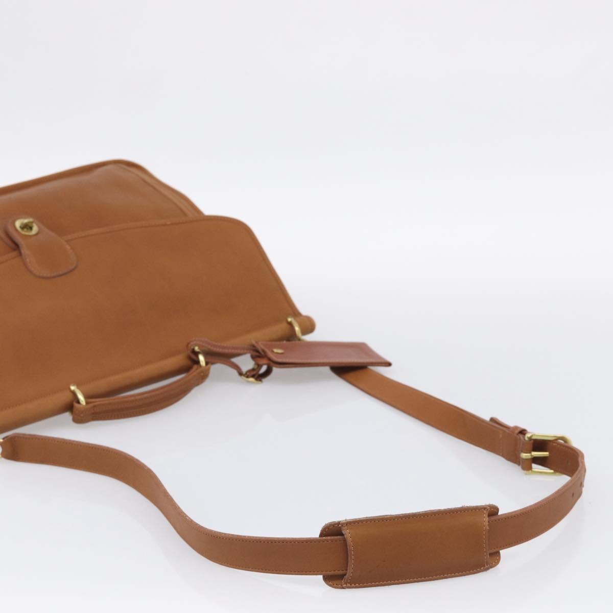 Coach Business Bag Leather 2way Brown Gold Auth ar14377