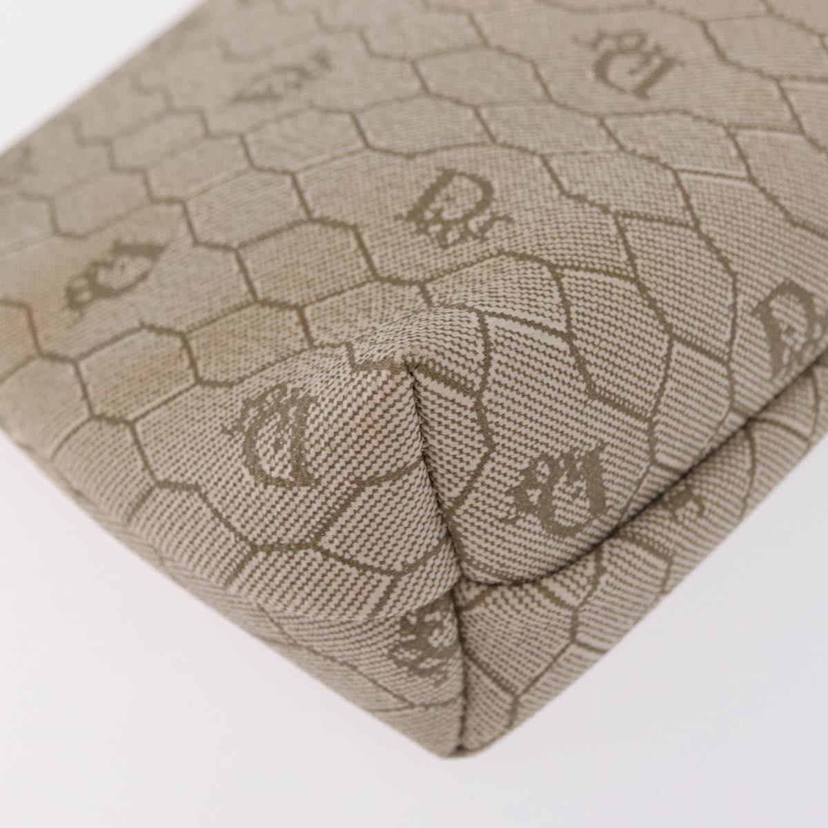Christian Dior Honeycomb Canvas Pouch PVC Beige Auth ar14379A