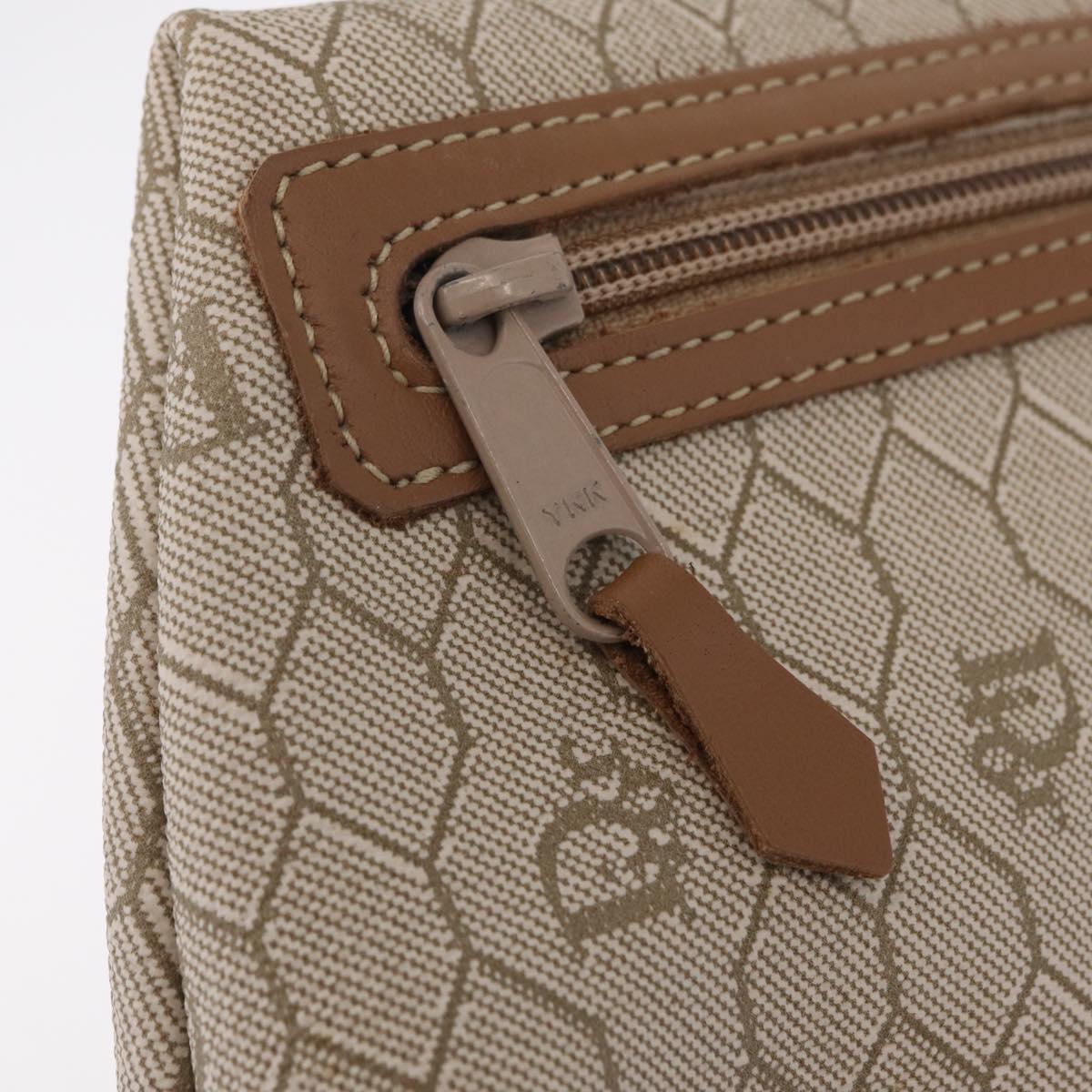 Christian Dior Honeycomb Canvas Pouch PVC Beige Auth ar14379A