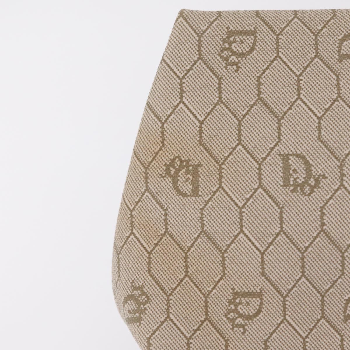 Christian Dior Honeycomb Canvas Pouch PVC Beige Auth ar14379A
