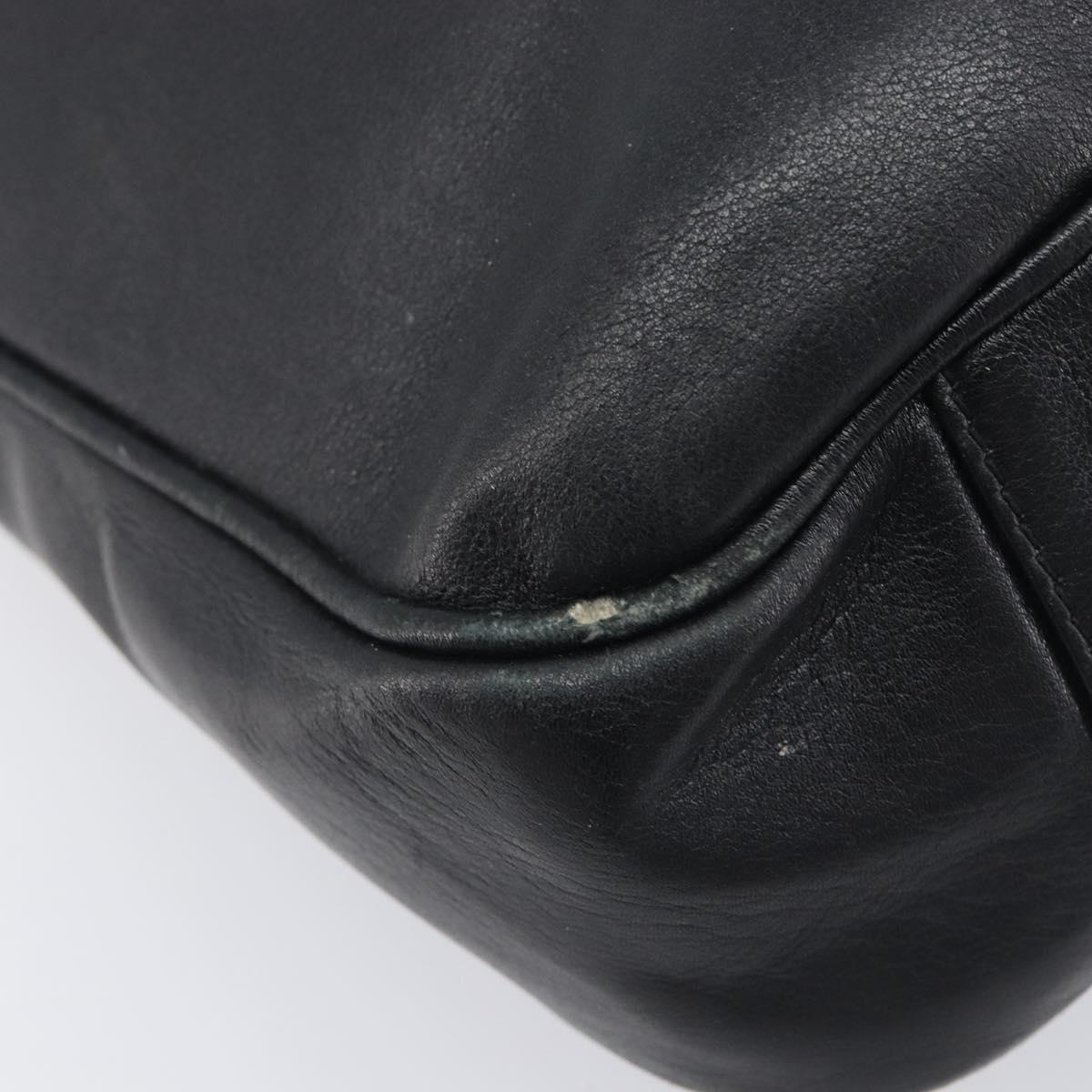 GUCCI Bamboo Hand Bag Leather 2way Black Gold 001 2113 1638 Auth ar14383