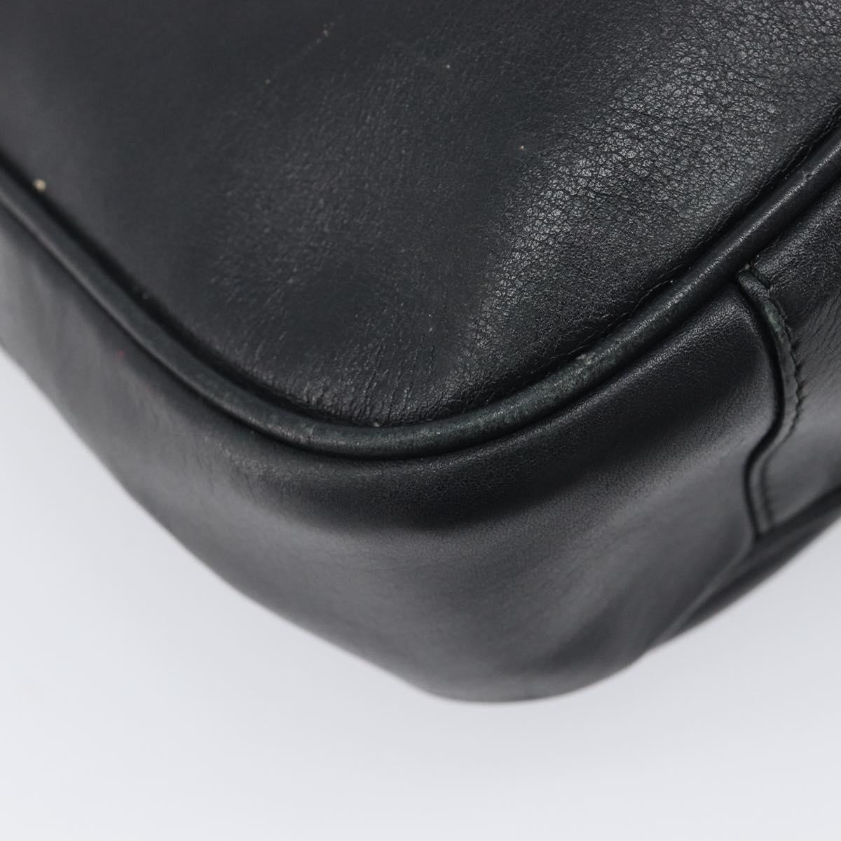 GUCCI Bamboo Hand Bag Leather 2way Black Gold 001 2113 1638 Auth ar14383