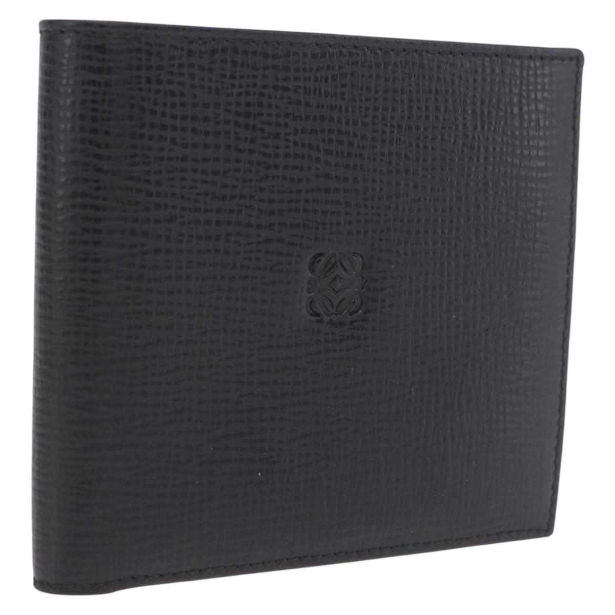 LOEWE Bifold Wallet Leather Black Auth ar14398