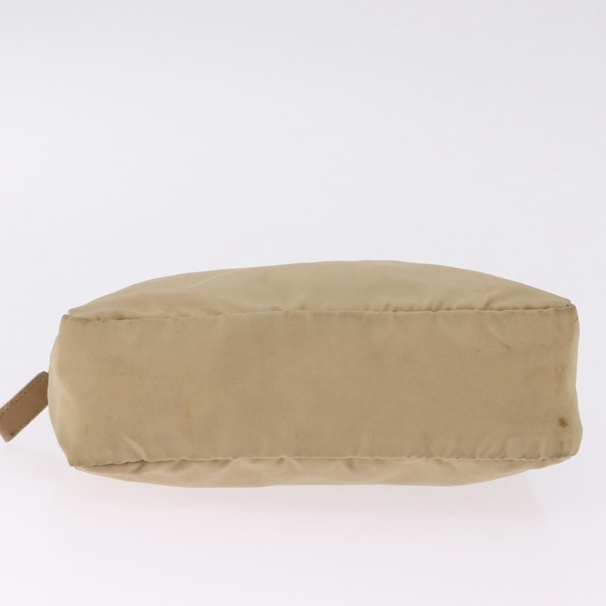 PRADA Pouch Nylon Beige Silver Auth ar14414