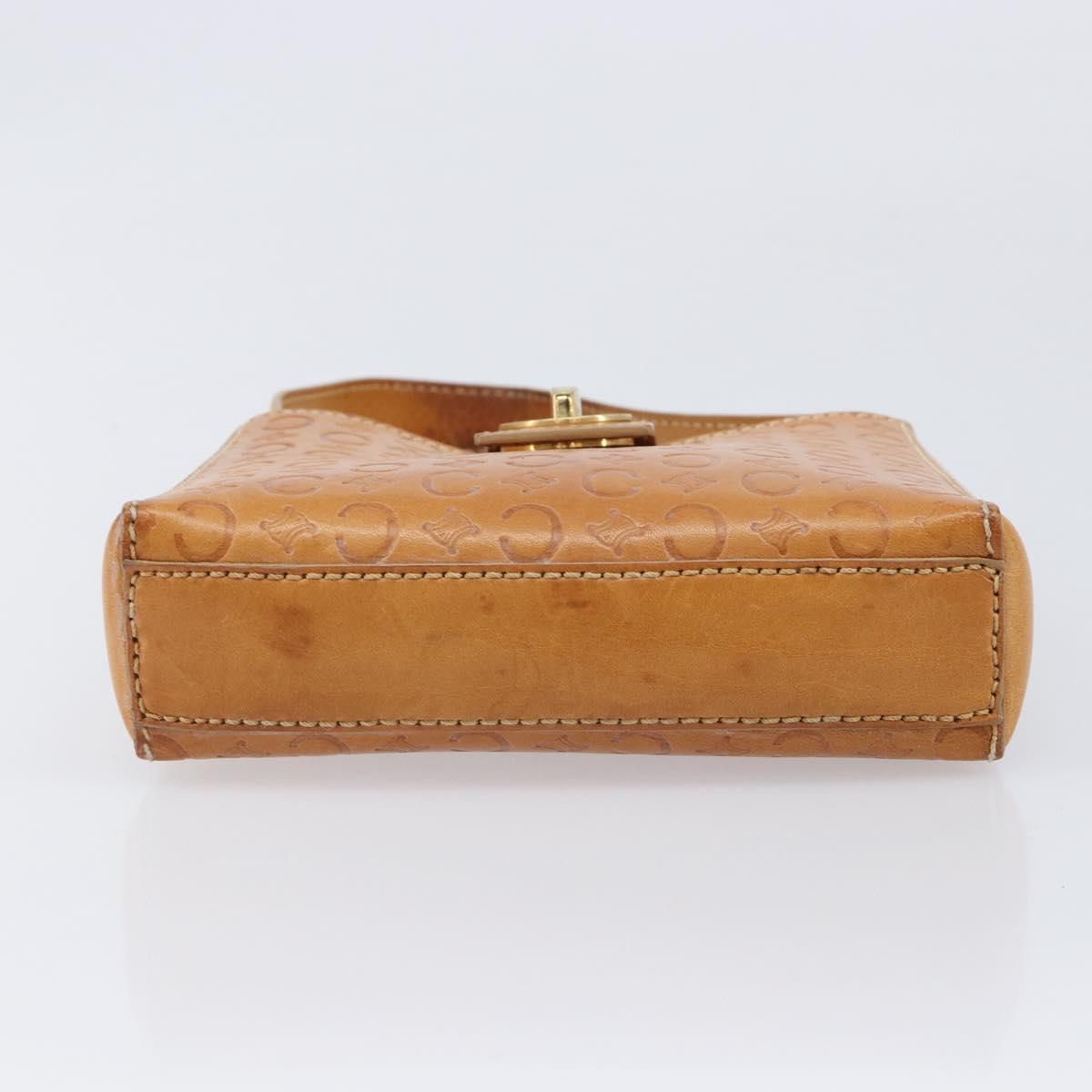 CELINE C Macadam Canvas Hand Bag Leather Brown Gold Auth ar14448