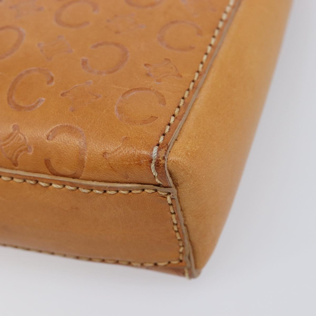 CELINE C Macadam Canvas Hand Bag Leather Brown Gold Auth ar14448