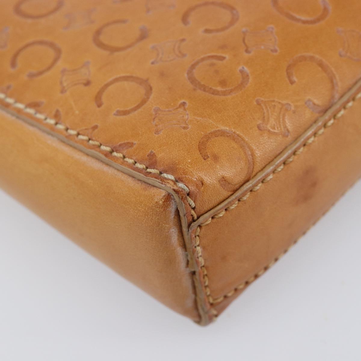 CELINE C Macadam Canvas Hand Bag Leather Brown Gold Auth ar14448