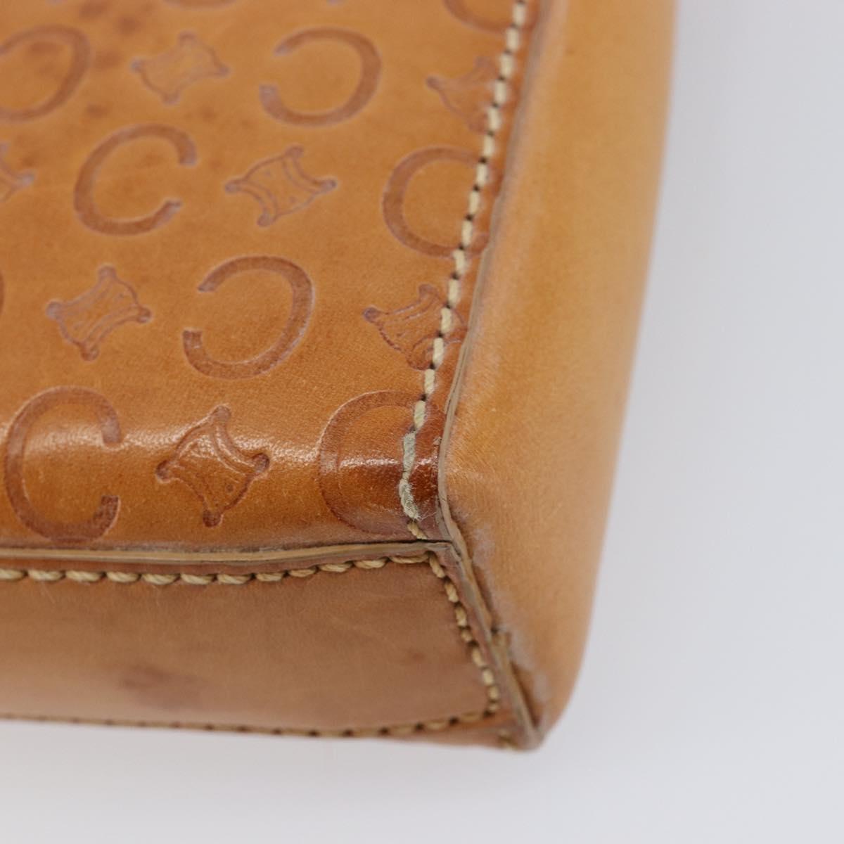 CELINE C Macadam Canvas Hand Bag Leather Brown Gold Auth ar14448