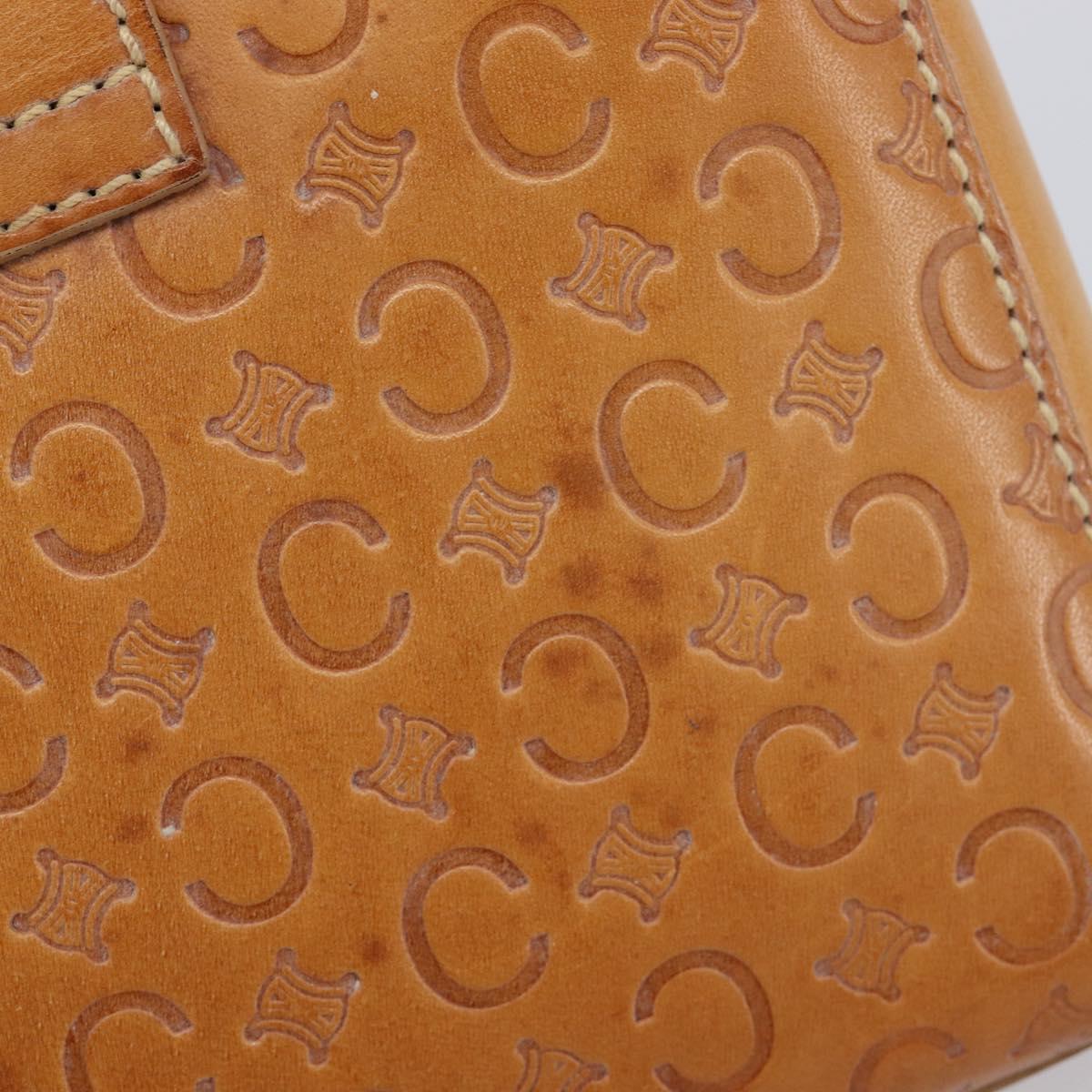 CELINE C Macadam Canvas Hand Bag Leather Brown Gold Auth ar14448