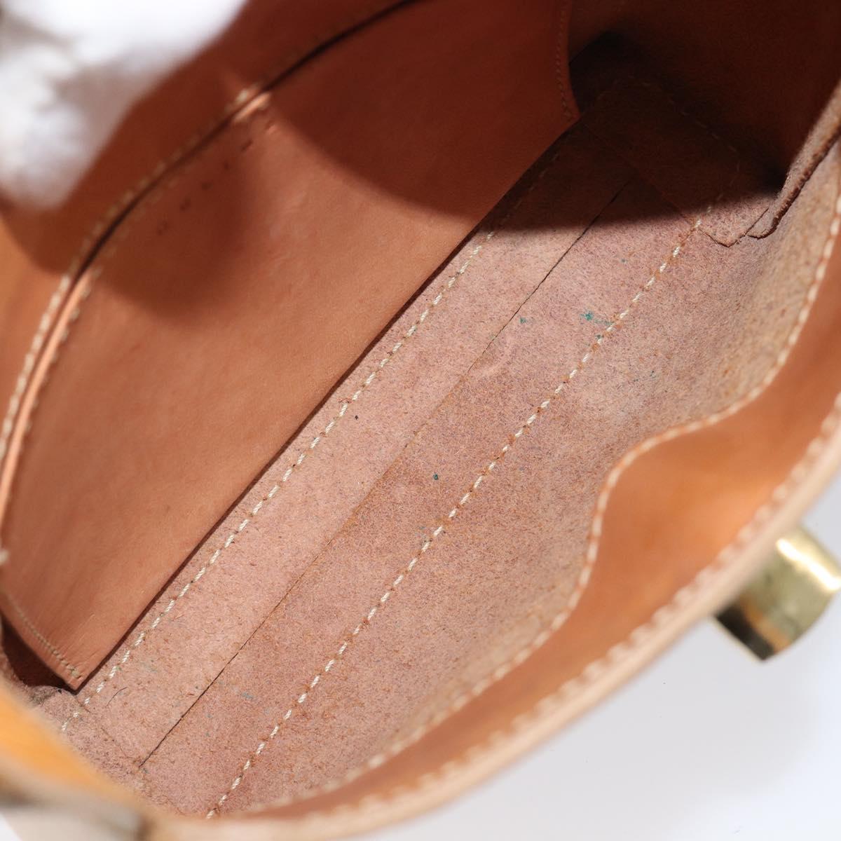 CELINE C Macadam Canvas Hand Bag Leather Brown Gold Auth ar14448