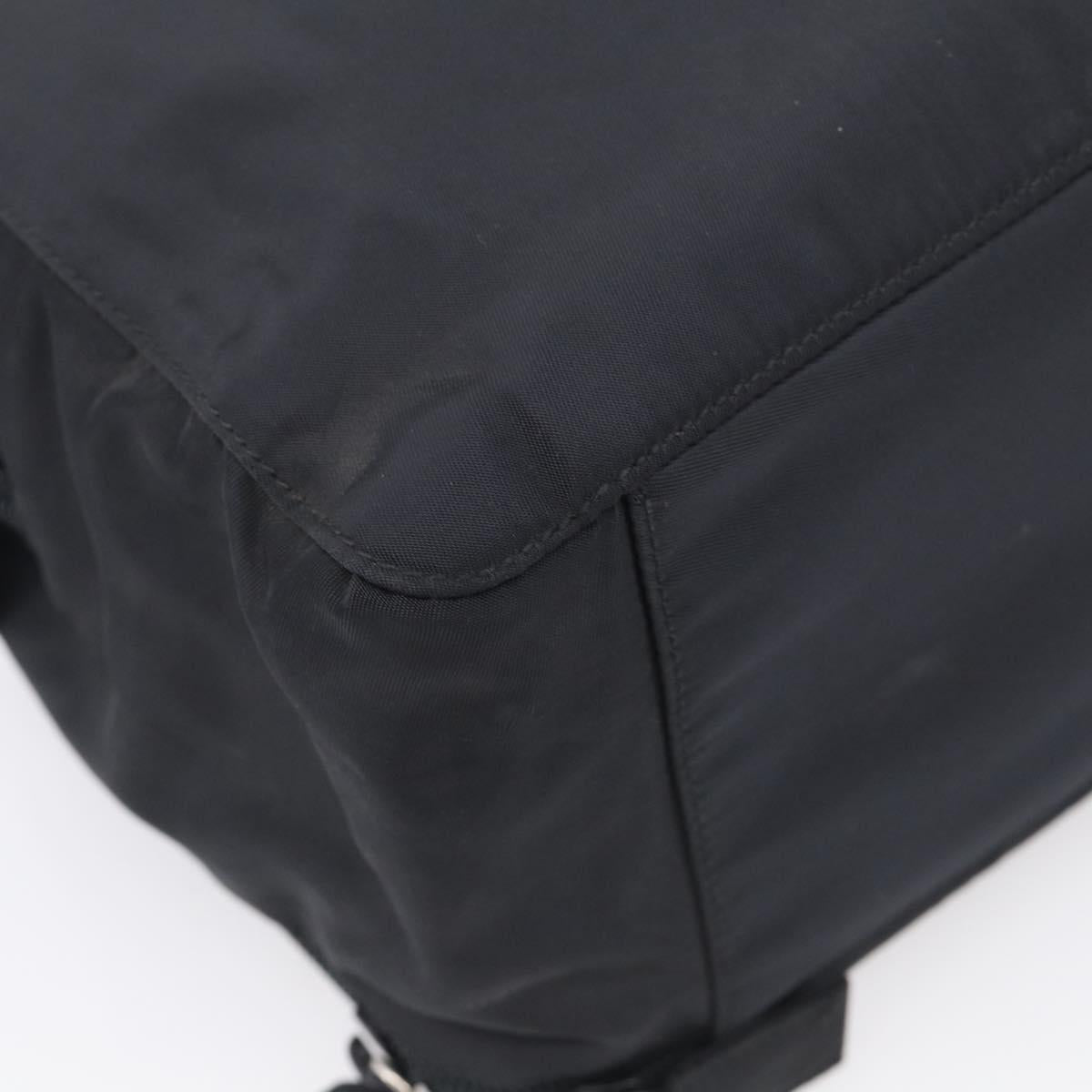 PRADA Vanity Hand Bag Nylon Black Silver Auth ar14508