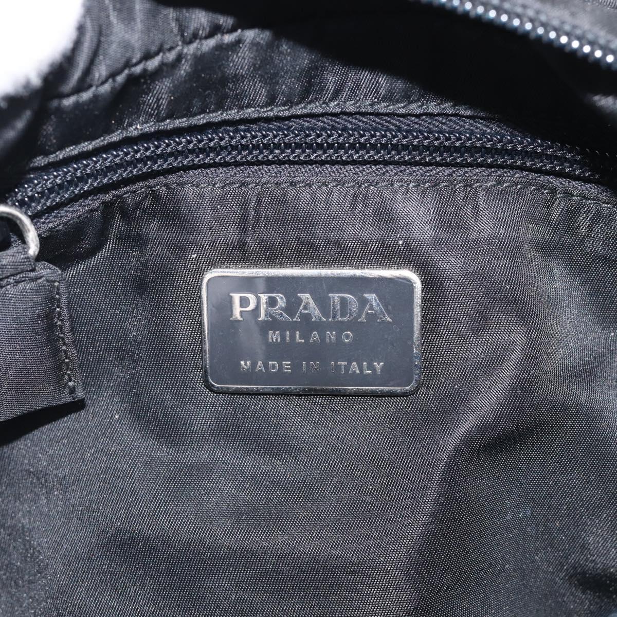 PRADA Vanity Hand Bag Nylon Black Silver Auth ar14508