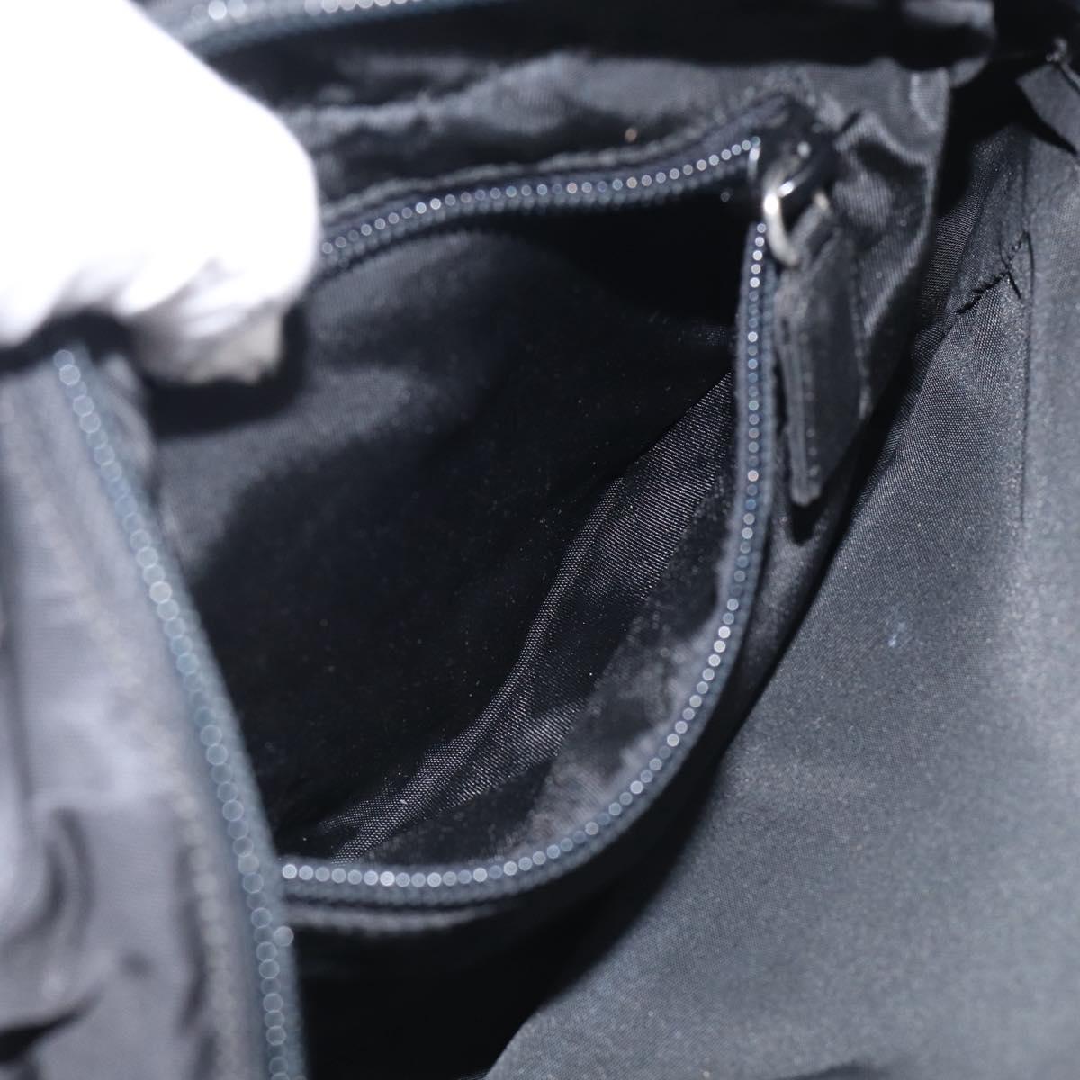 PRADA Vanity Hand Bag Nylon Black Silver Auth ar14508