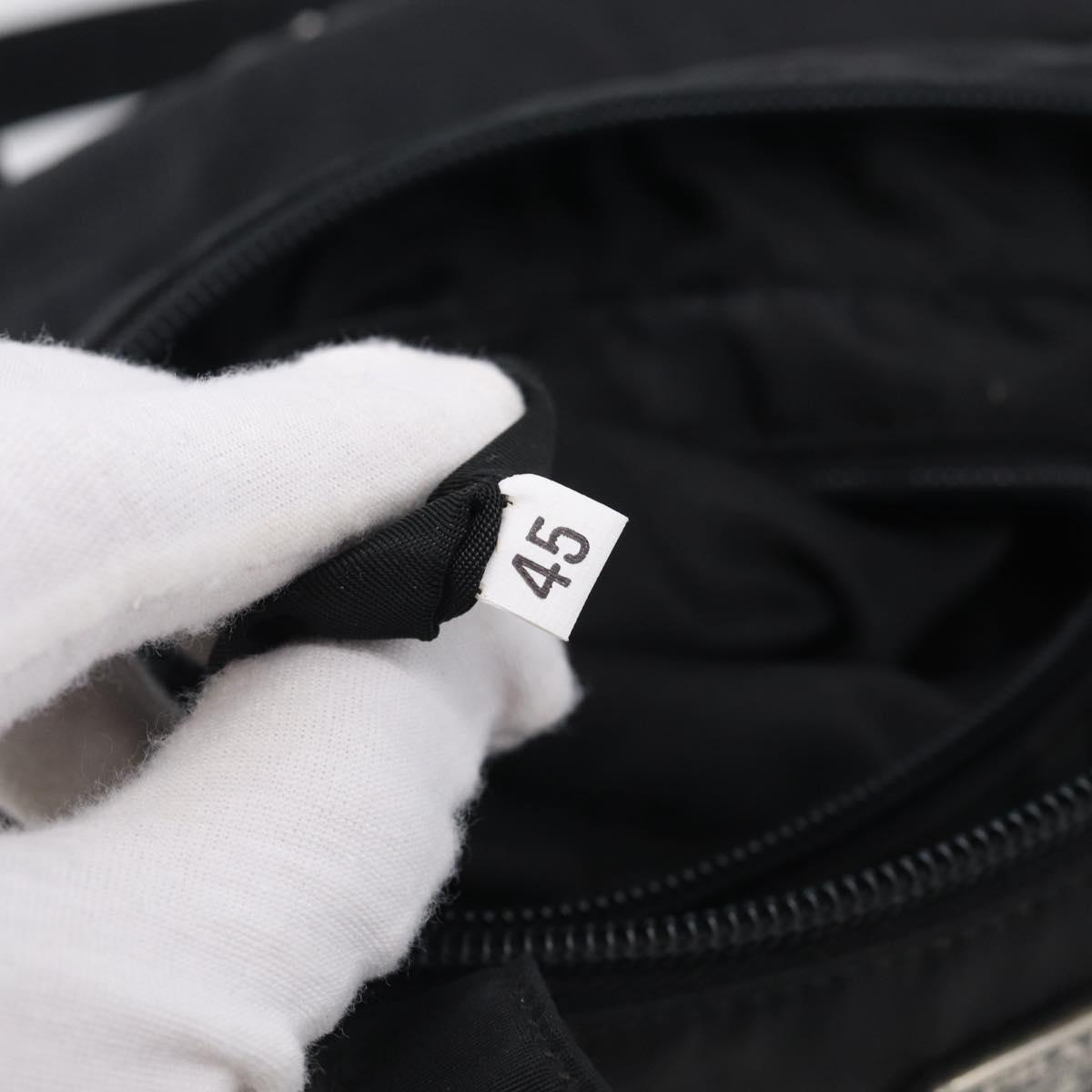 PRADA Vanity Hand Bag Nylon Black Silver Auth ar14508