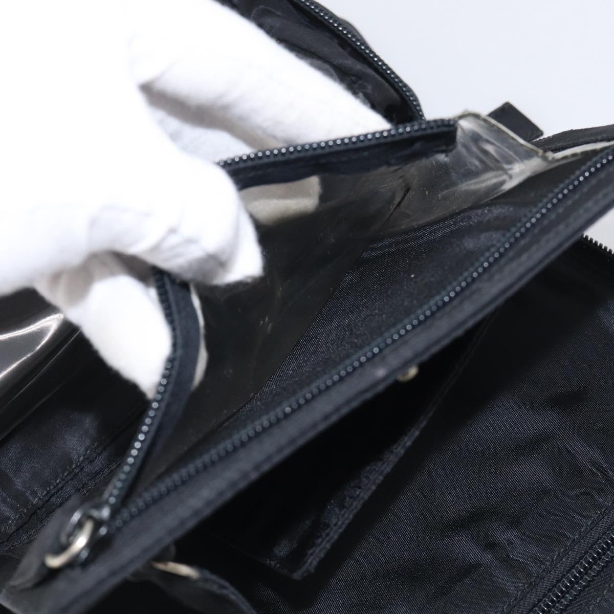 PRADA Vanity Hand Bag Nylon Black Silver Auth ar14508
