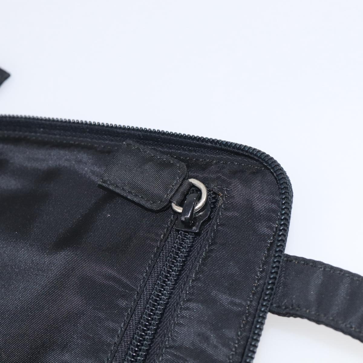 PRADA Vanity Hand Bag Nylon Black Silver Auth ar14508