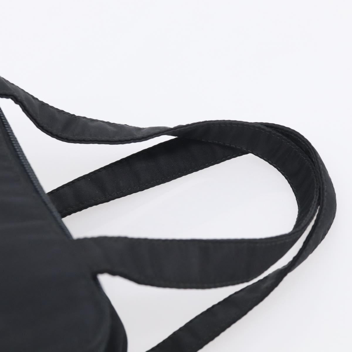 PRADA Vanity Hand Bag Nylon Black Silver Auth ar14508