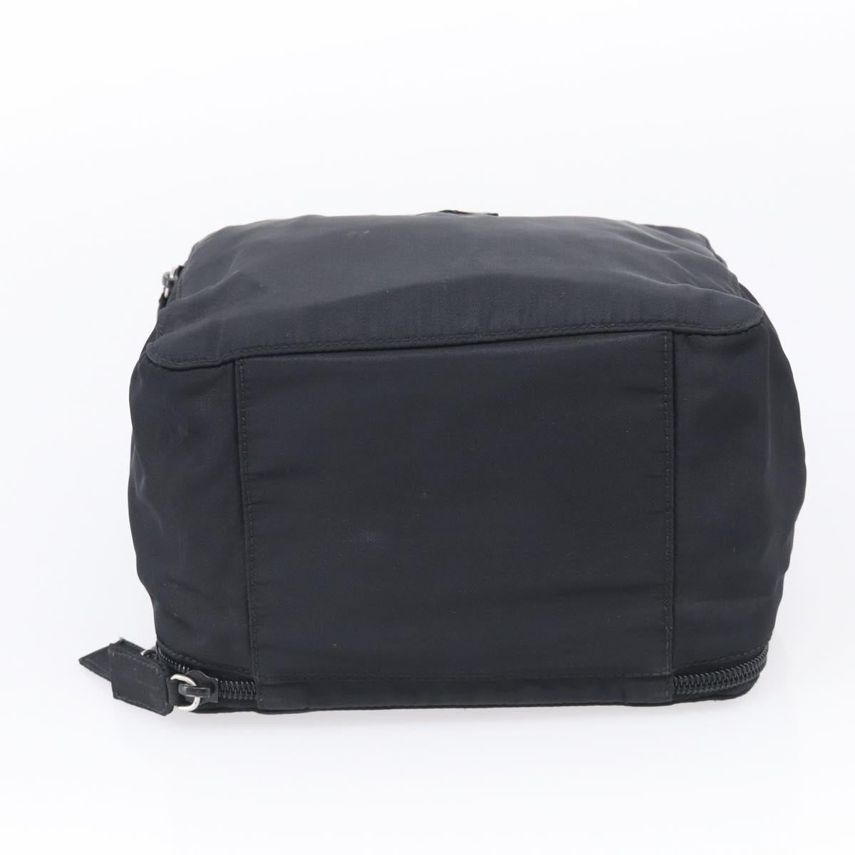 PRADA Vanity Hand Bag Nylon Black Silver Auth ar14508