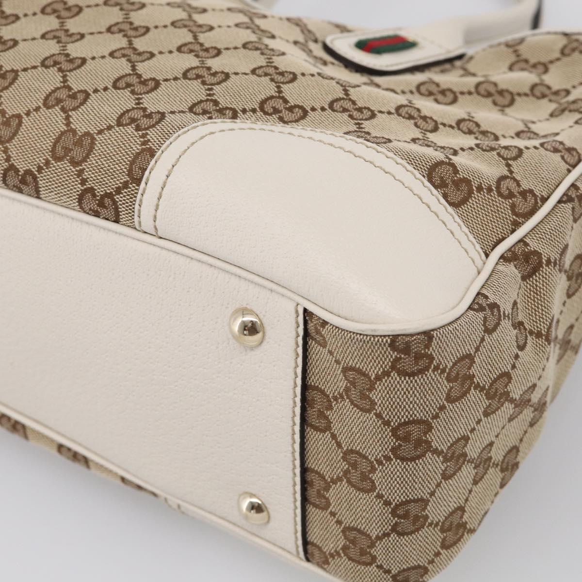 GUCCI GG Canvas Web Sherry Line Tote Bag Beige Gold 163805 Auth ar14529V