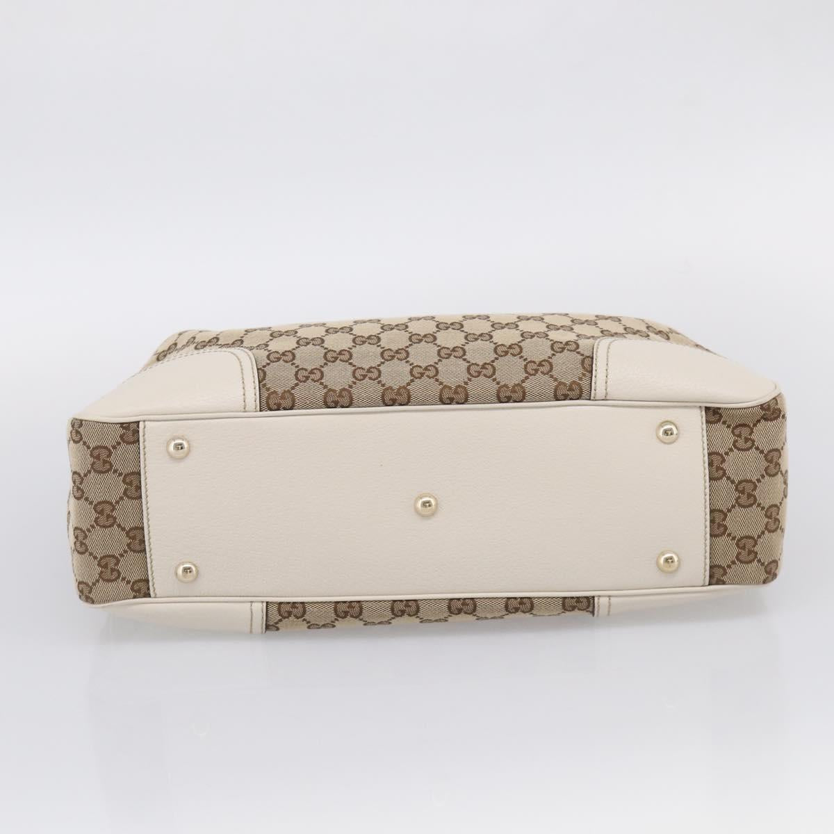 GUCCI GG Canvas Web Sherry Line Tote Bag Beige Gold 163805 Auth ar14529V