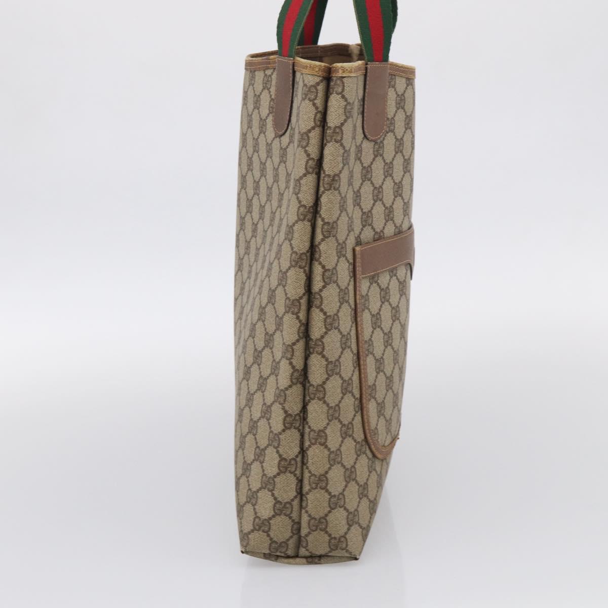 GUCCI GG Supreme Web Sherry Line Bag PVC Beige Gold 002 123 6487 Auth ar14530