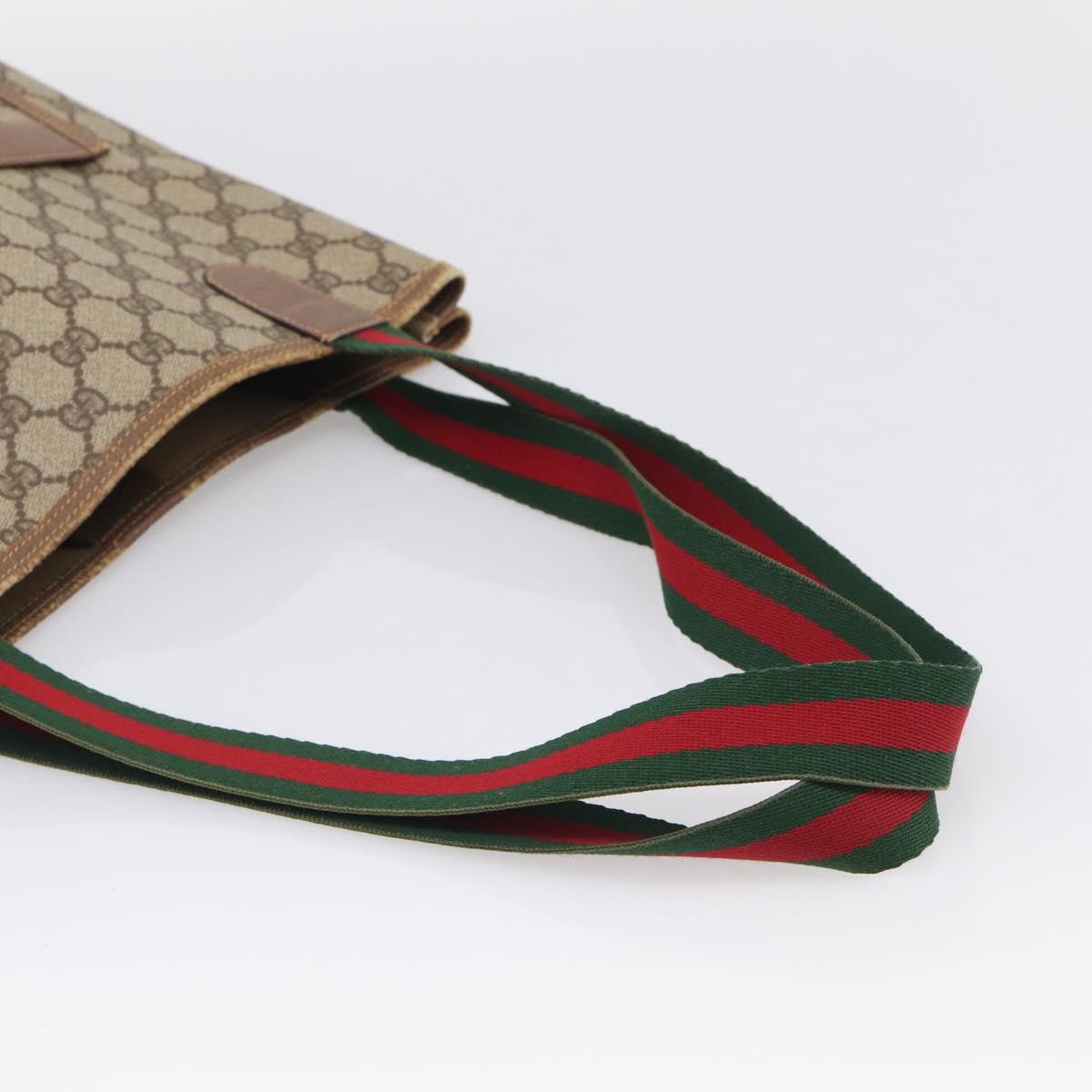 GUCCI GG Supreme Web Sherry Line Bag PVC Beige Gold 002 123 6487 Auth ar14530