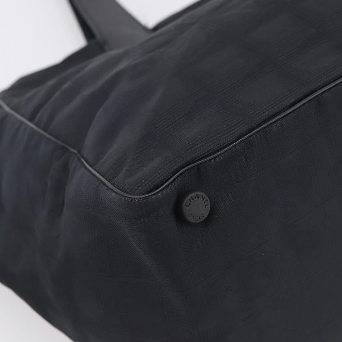 CHANEL New Travel Line Tote Bag Nylon Black CC Auth ar14547