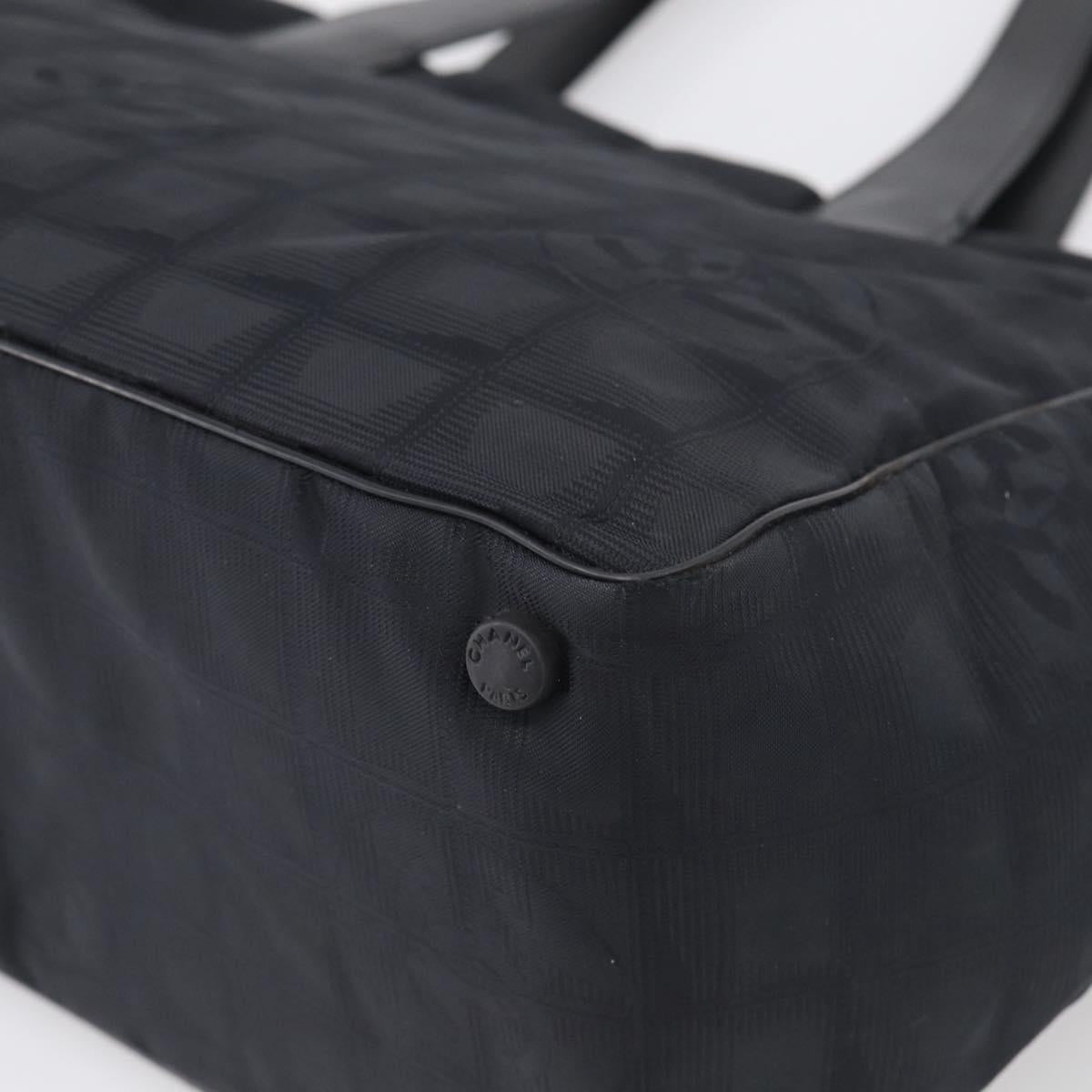 CHANEL New Travel Line Tote Bag Nylon Black CC Auth ar14547