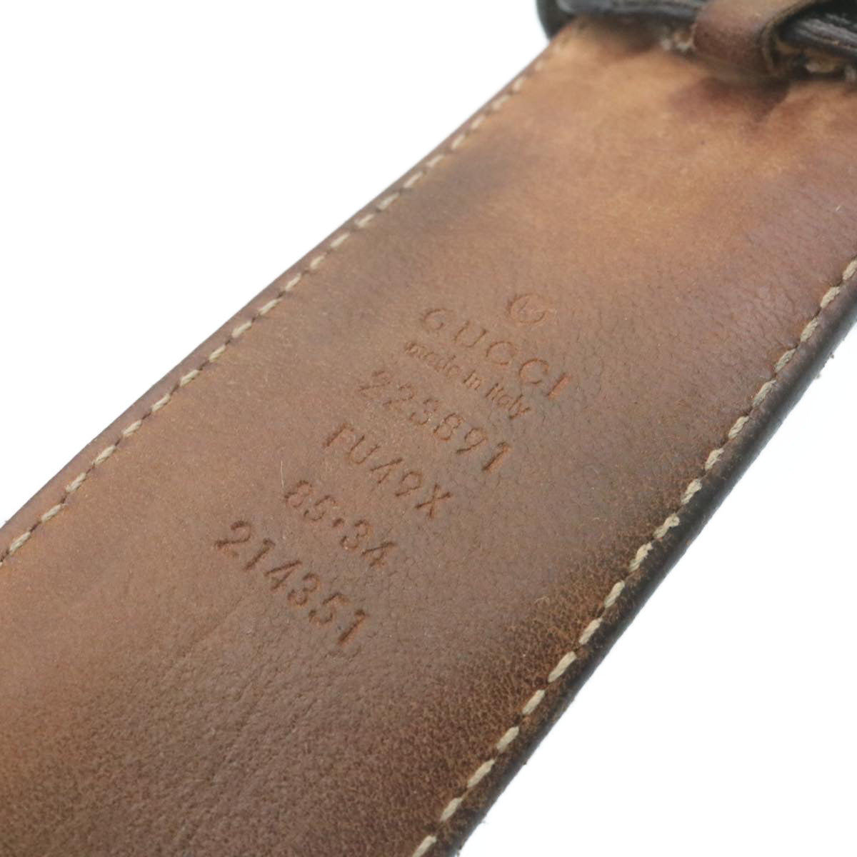 GUCCI GG Canvas Interlocking Belt PVC Leather Black Auth ar6259