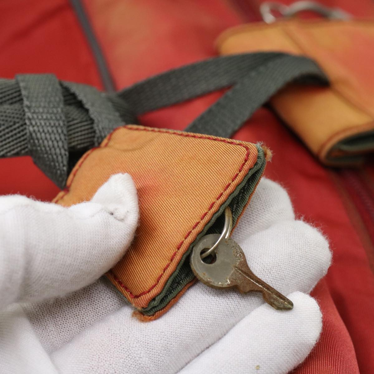 PRADA Hand Bag Nylon 2way Red Auth ar8326