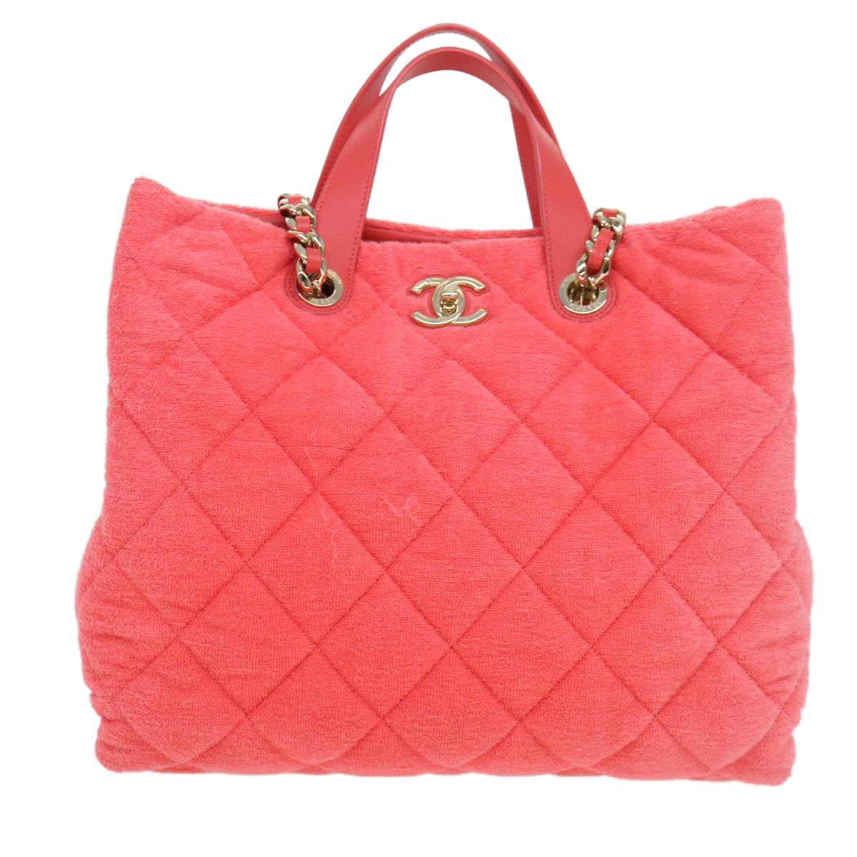 CHANEL Chain Hand Bag Pile 2way Pink CC Auth ar9158SAV