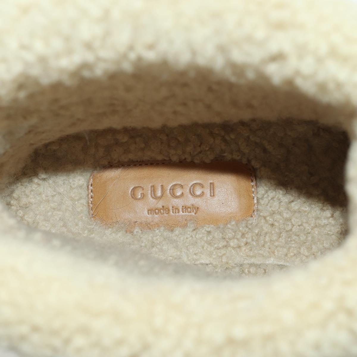 GUCCI Horsebit boots Mouton Red Gold Auth ARZ016M