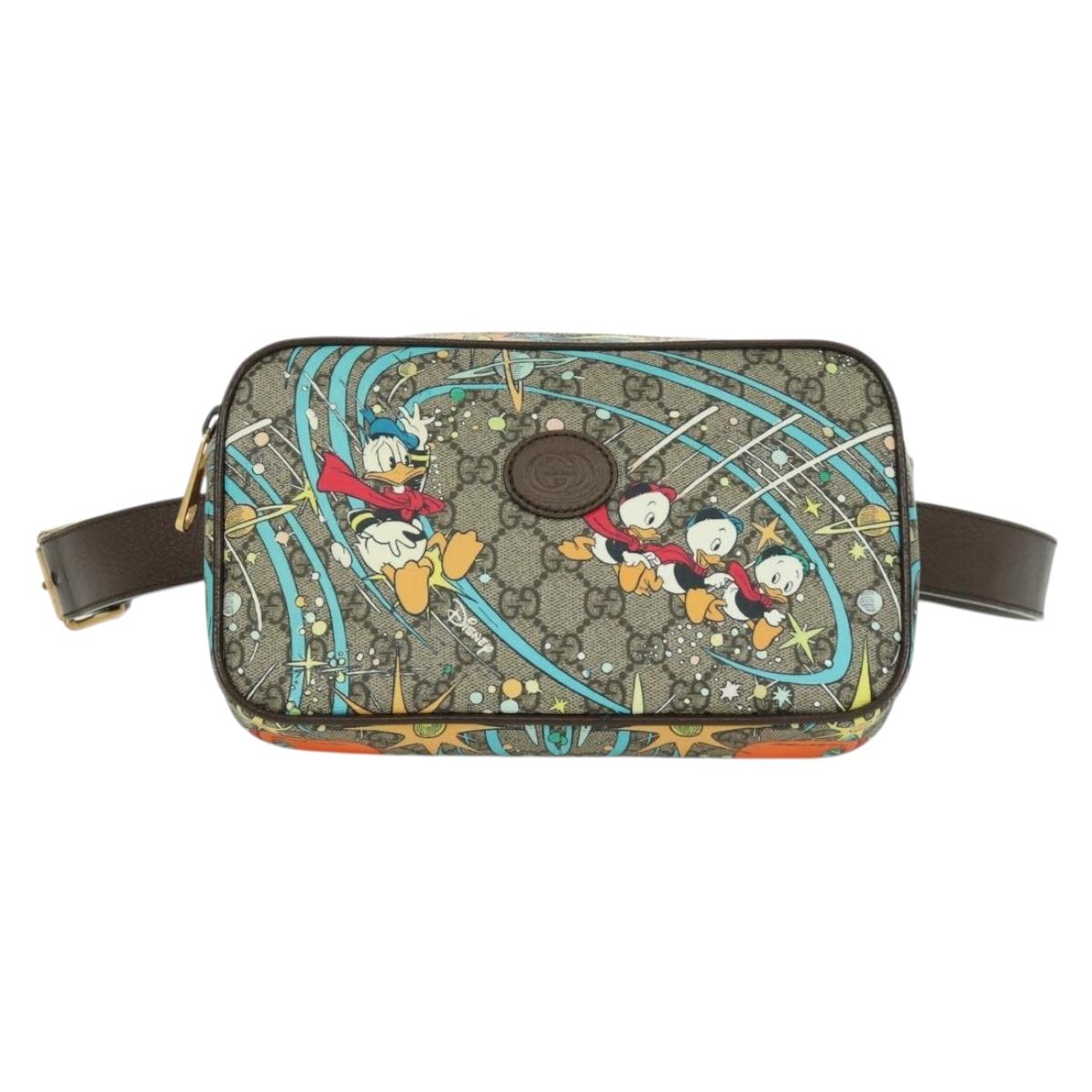 GUCCI GG Canvas Disney Waist bag PVC Beige Gold 602695 Auth ARZ017SAM
