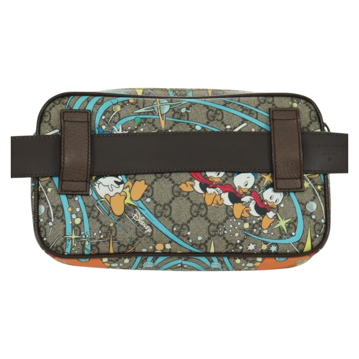 GUCCI GG Canvas Disney Waist bag PVC Beige Gold 602695 Auth ARZ017SAM