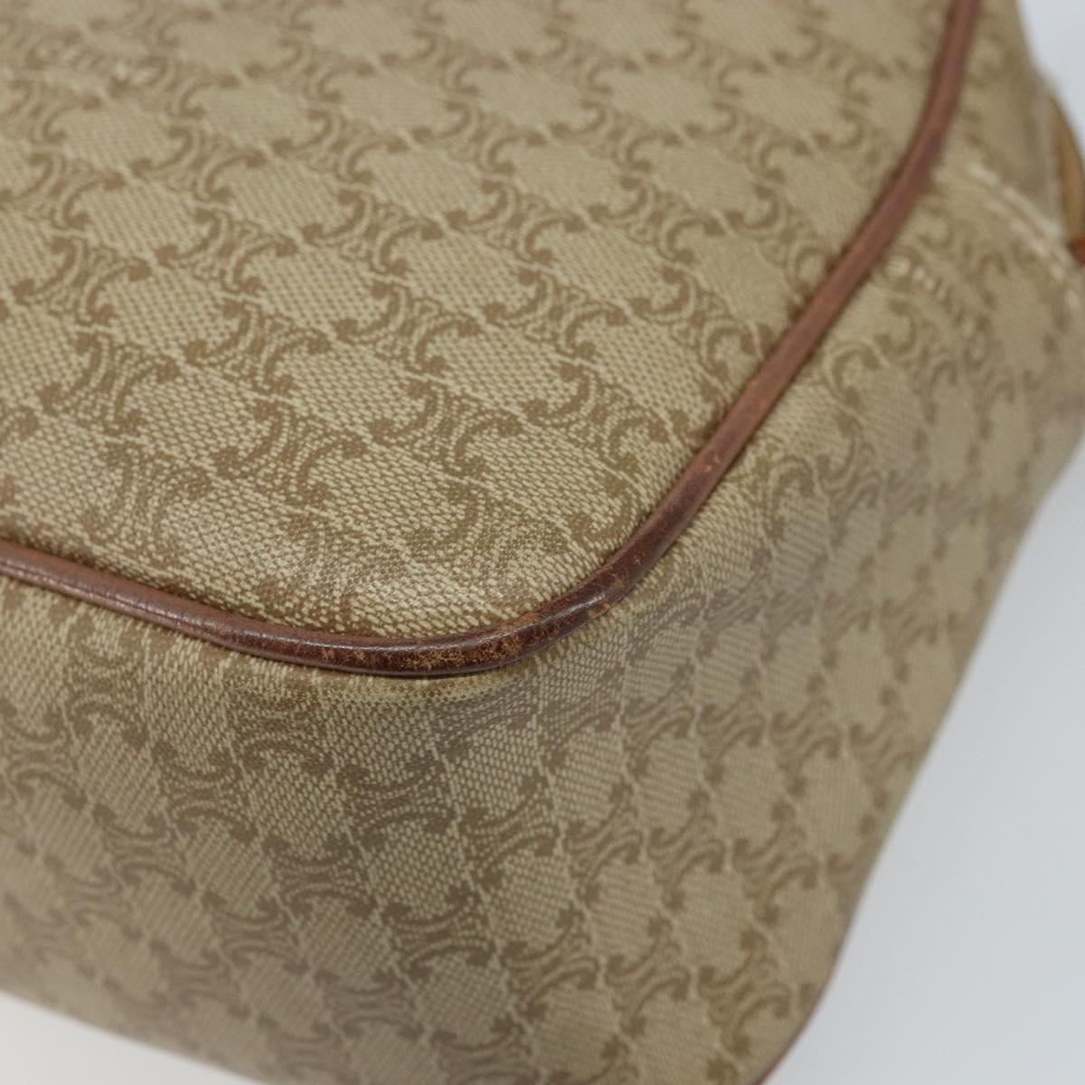 CELINE Macadam Canvas Shoulder Bag PVC Beige Gold Auth ARZ023