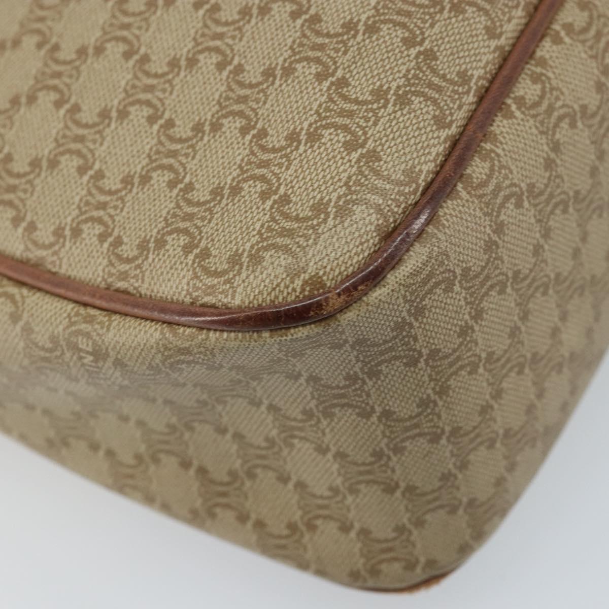 CELINE Macadam Canvas Shoulder Bag PVC Beige Gold Auth ARZ023