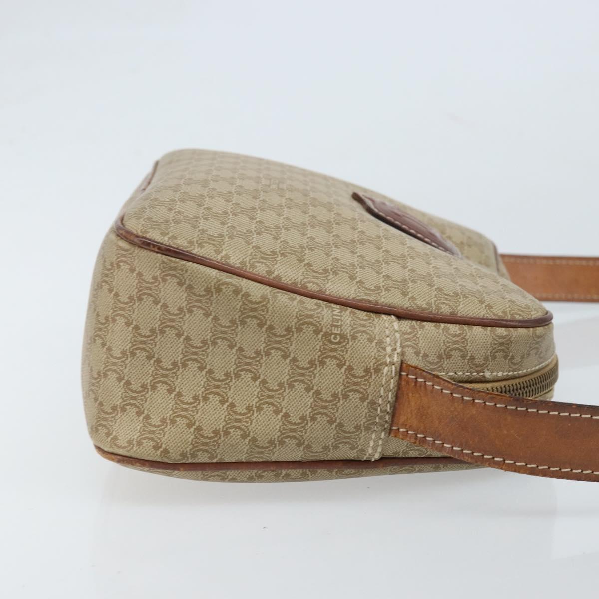 CELINE Macadam Canvas Shoulder Bag PVC Beige Gold Auth ARZ023