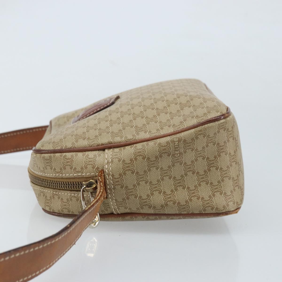 CELINE Macadam Canvas Shoulder Bag PVC Beige Gold Auth ARZ023