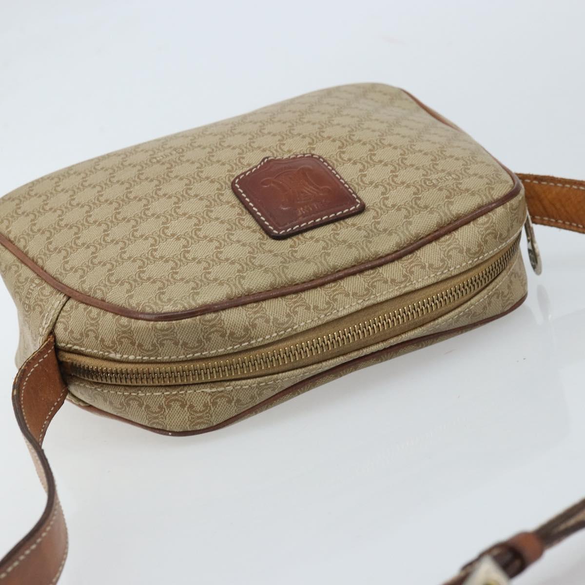 CELINE Macadam Canvas Shoulder Bag PVC Beige Gold Auth ARZ023
