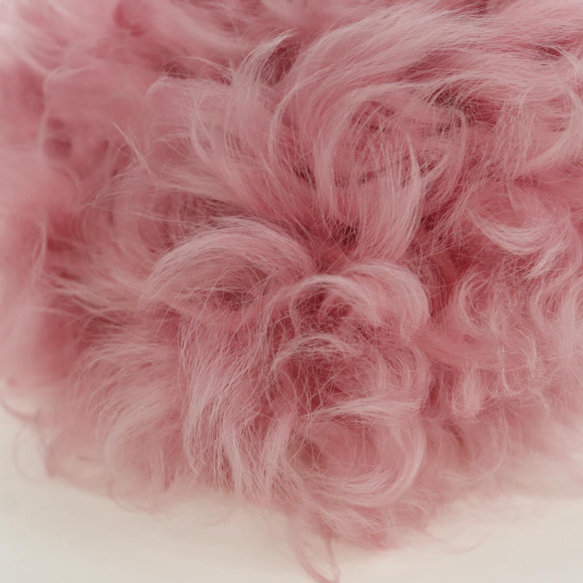 CHANEL Pouch Fur Pink Silver CC Auth ARZ032SAM