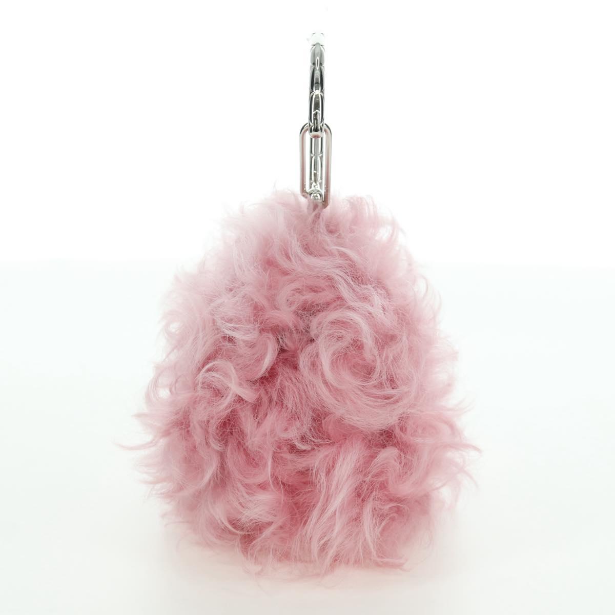 CHANEL Pouch Fur Pink Silver CC Auth ARZ032SAM