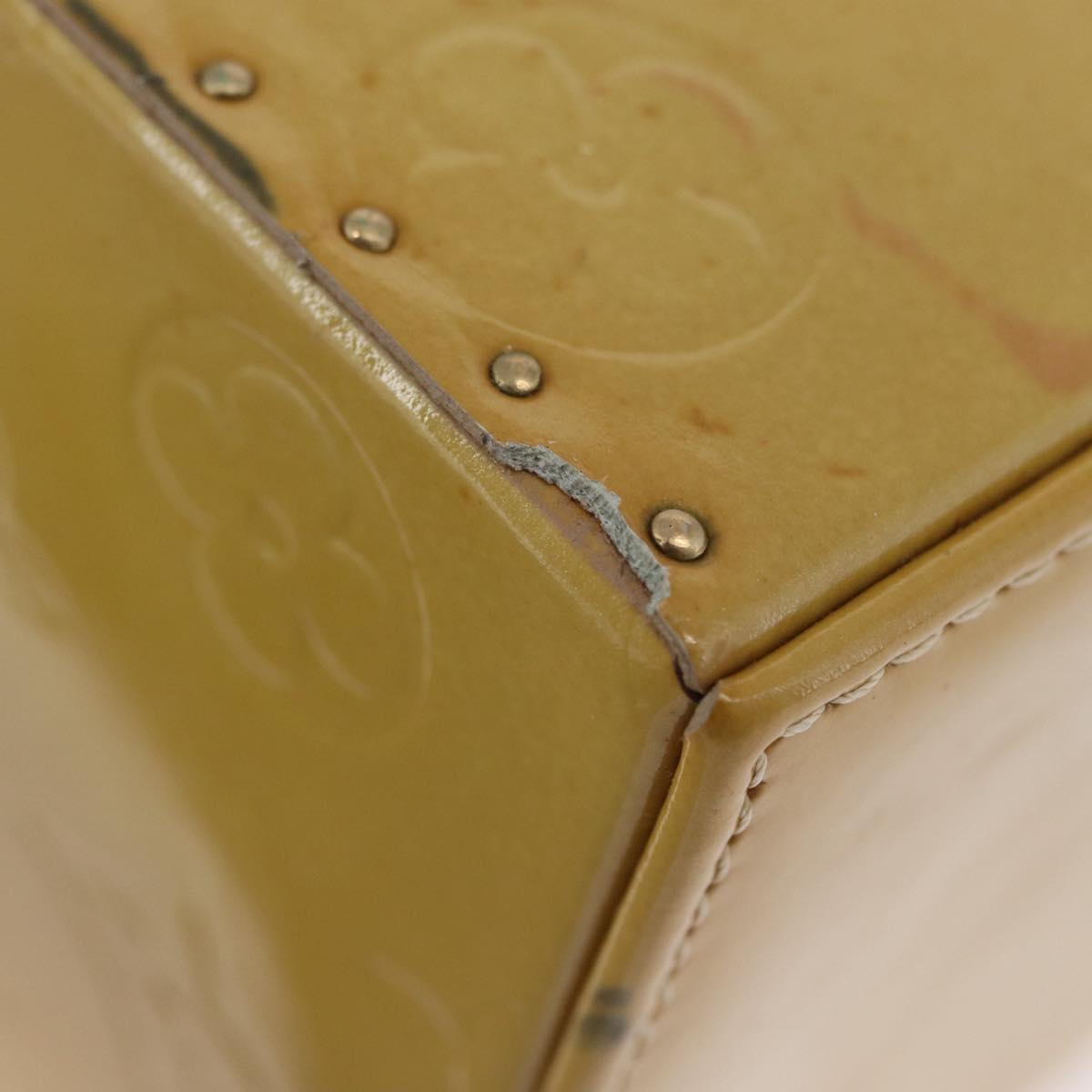 LOUIS VUITTON Monogram Vernis Bleecker Cosmetic Pouch Beige M91002 Auth ARZ033