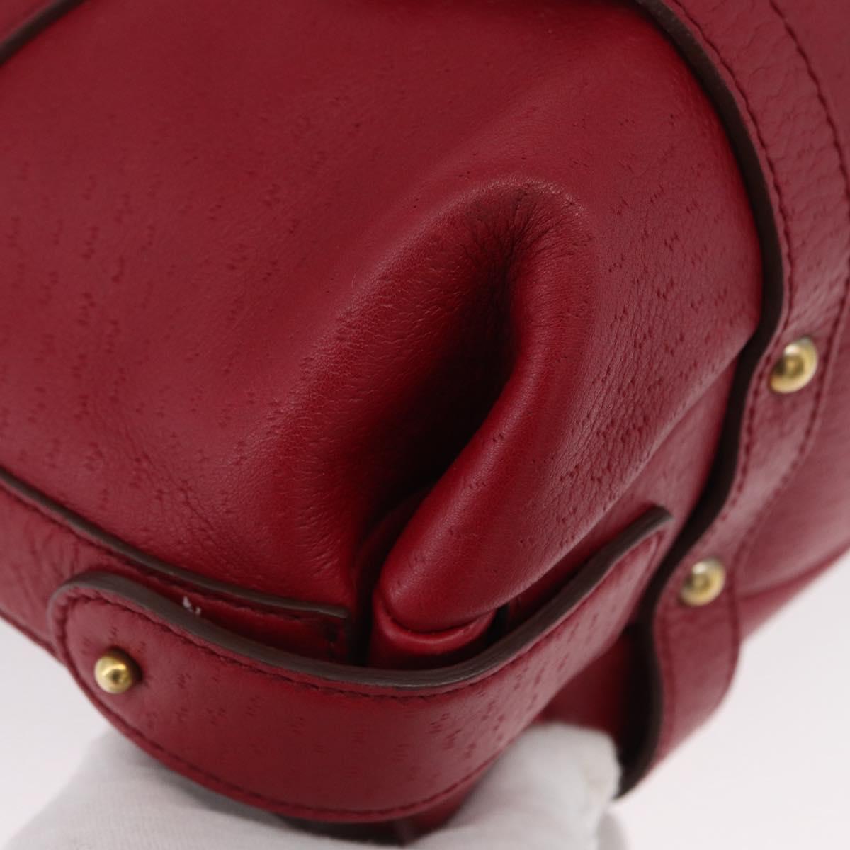 Salvatore Ferragamo Gancini Hand Bag Leather Red Gold Auth ARZ035A