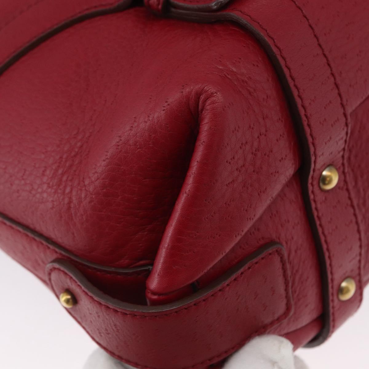 Salvatore Ferragamo Gancini Hand Bag Leather Red Gold Auth ARZ035A