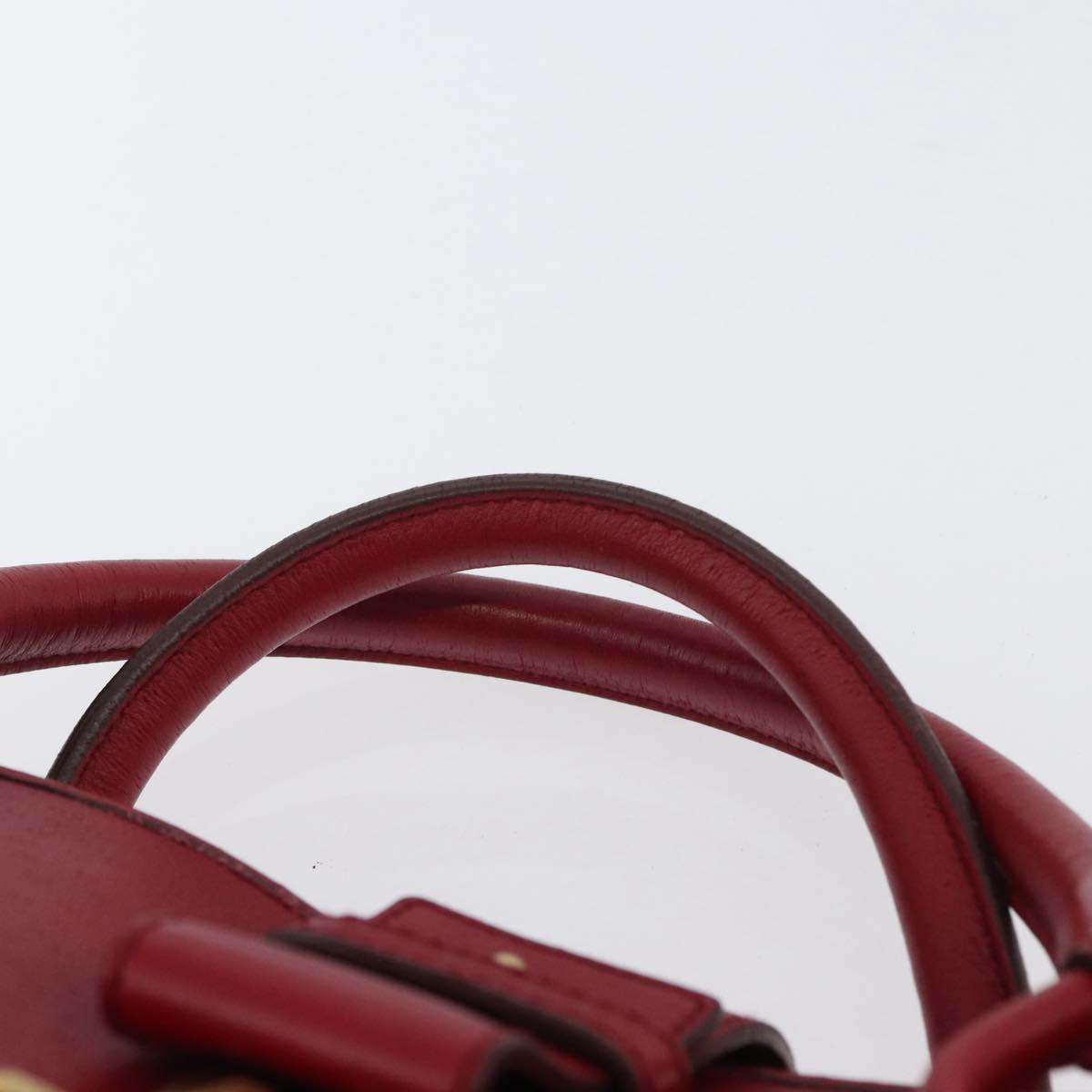 Salvatore Ferragamo Gancini Hand Bag Leather Red Gold Auth ARZ035A